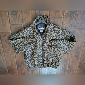 Vintage 90s Stunt Sports silk animal print zipper jacket Size M